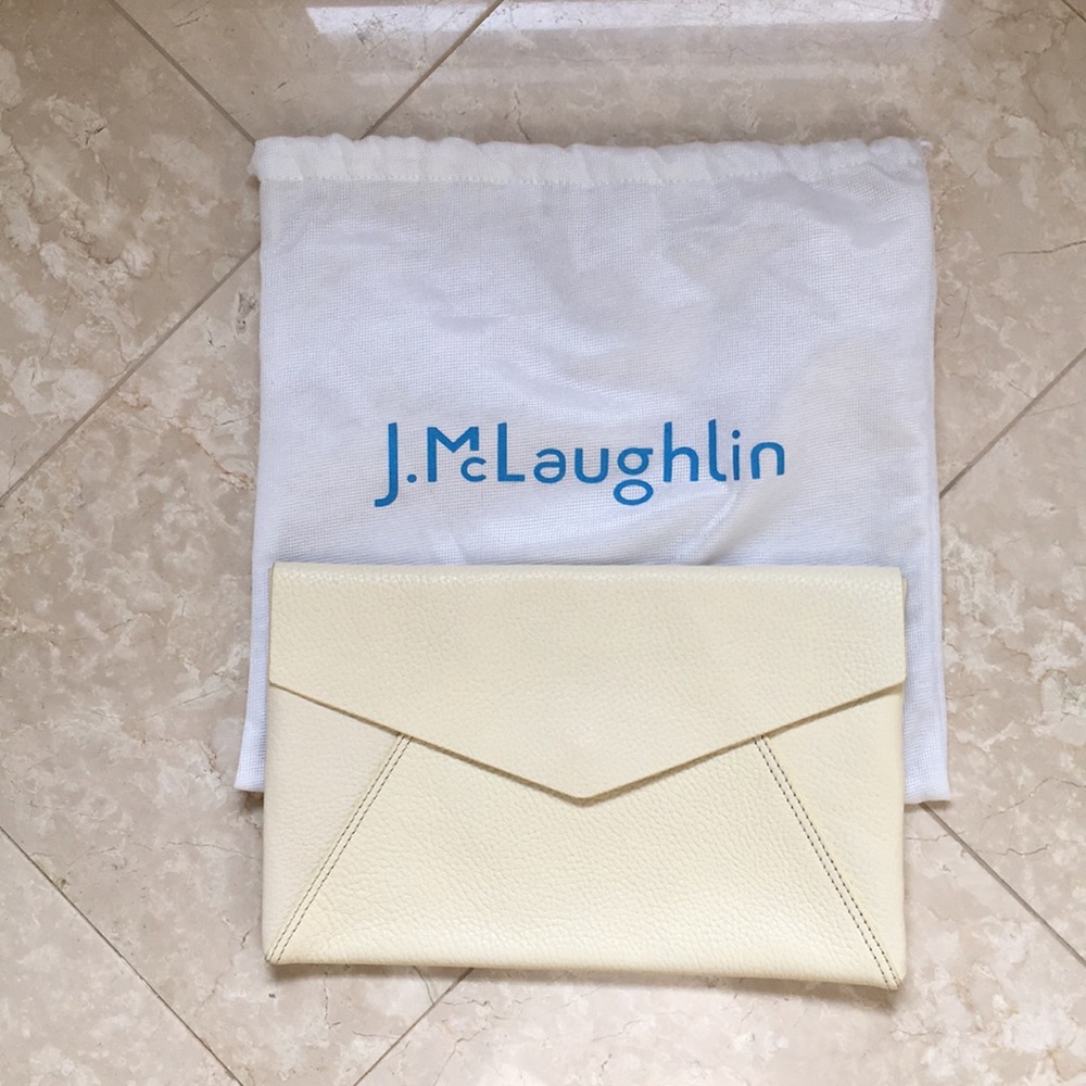 NEW, NEVER USED WHITE LEATHER CLUTCH BAG